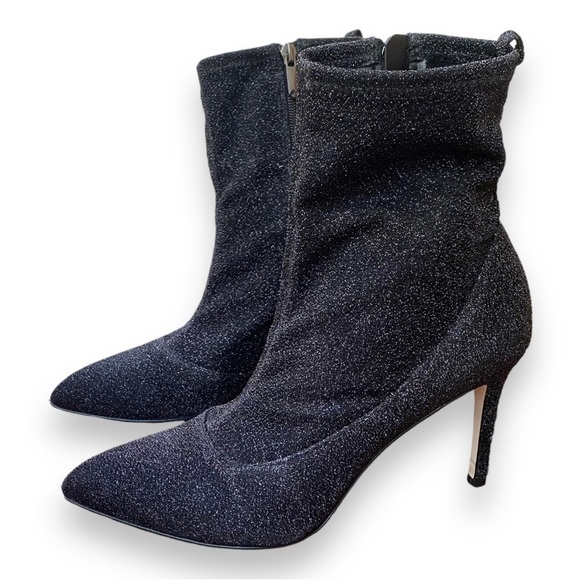 SAM Edelman Olson Black Sparkle Pointed Toe Stretch Heeled Booties | Size 9 - Picture 7 of 16